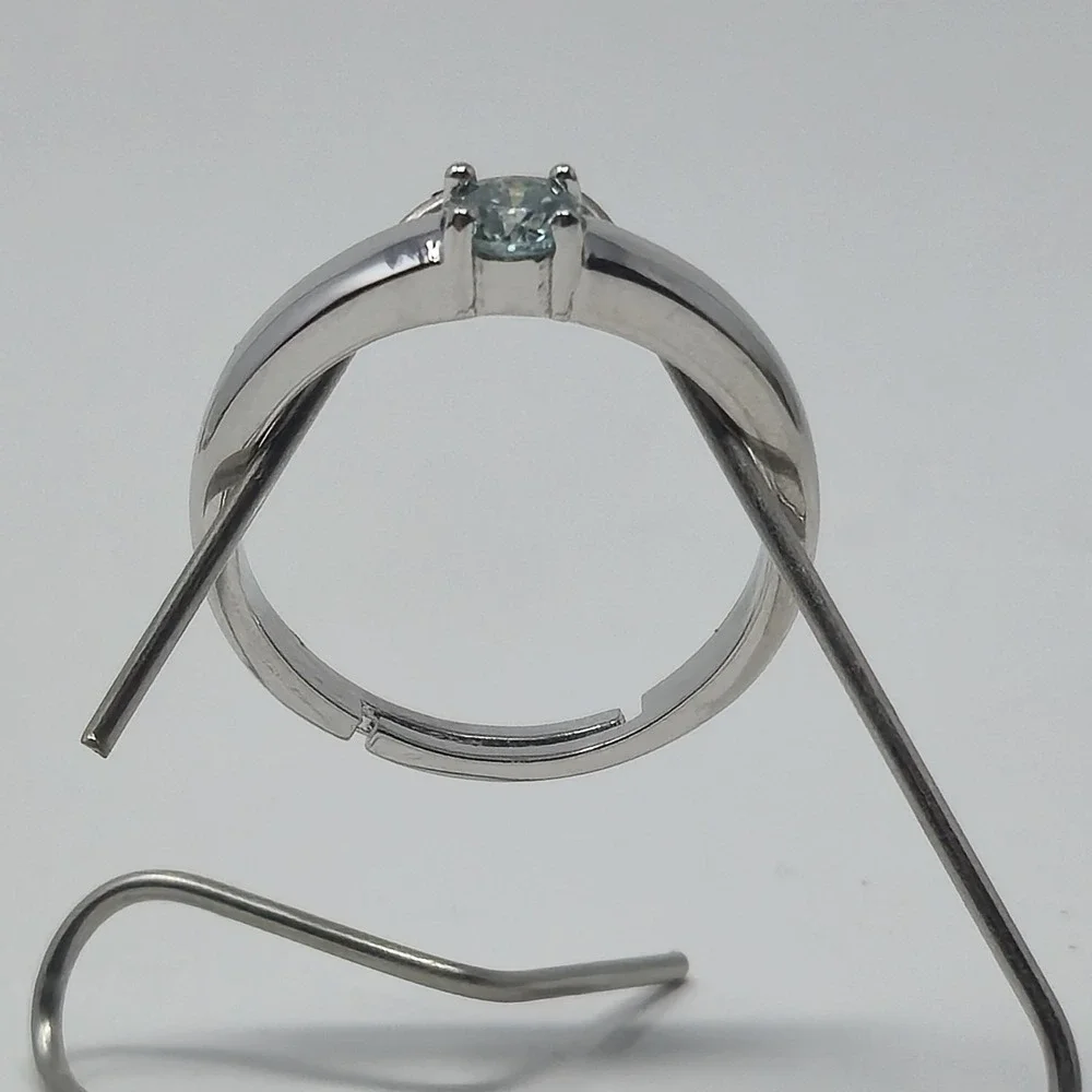 New 0.5ct Colored Moissanite Ring Round Brilliant GRA Certified Adjustable 6-12‎